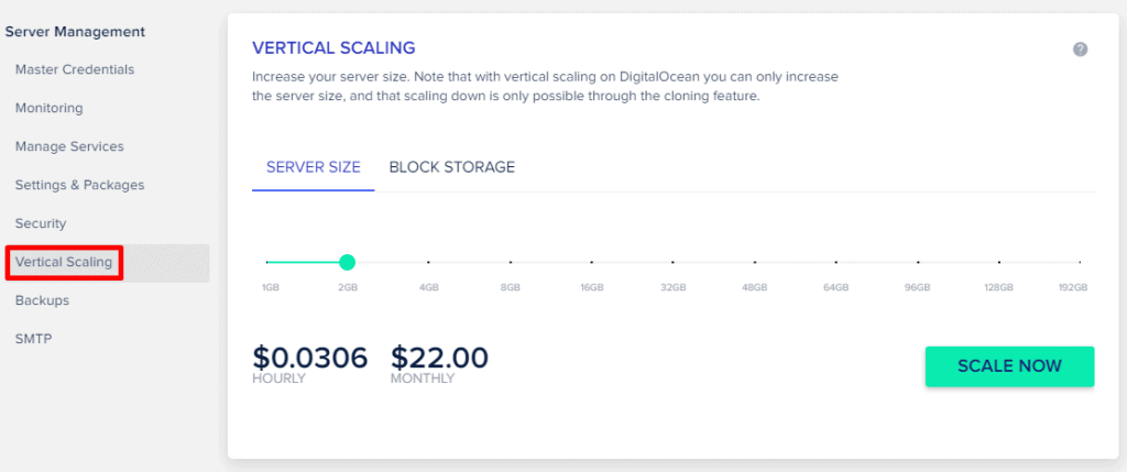 可通過Vertical Scaling來增加服務器資源