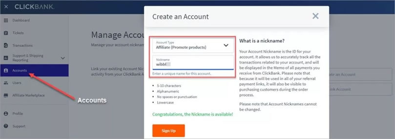 ClickBank Nickname